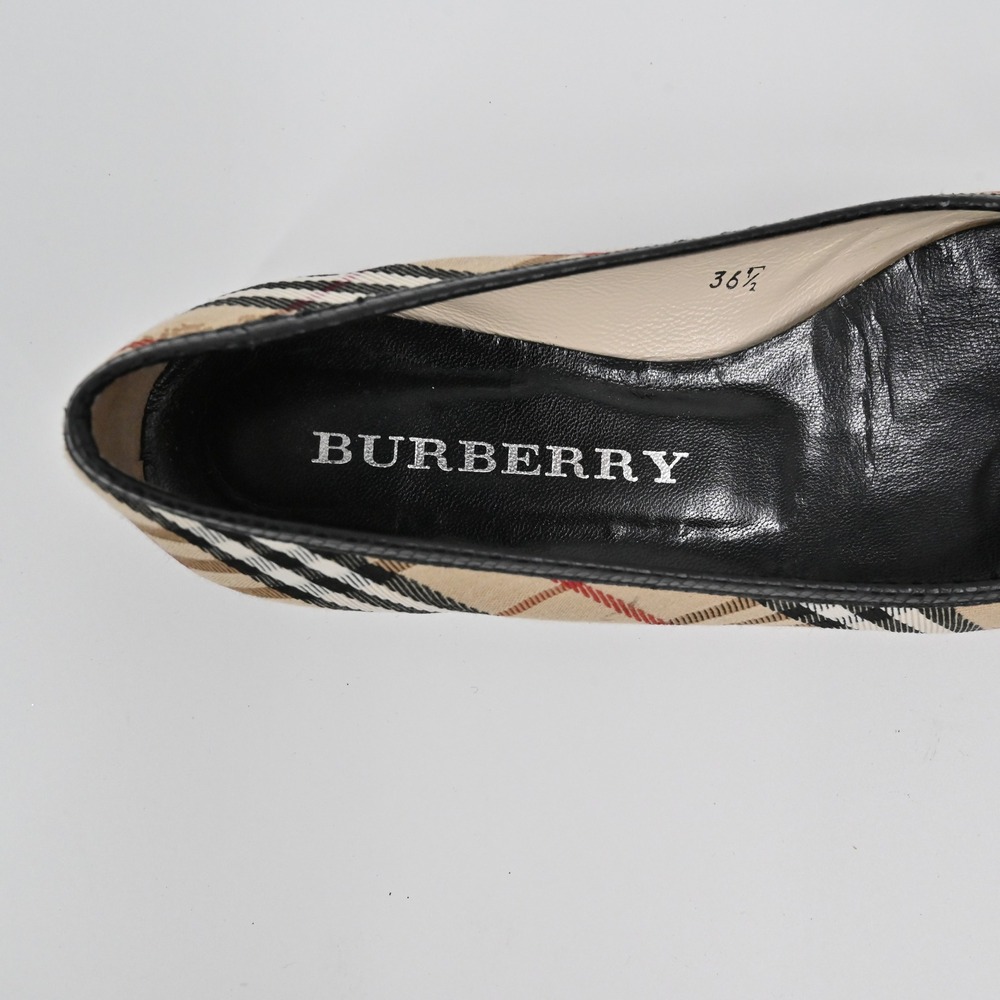 Burberry Nova Check Ballet Flats Womens Size 36.5 Bow Elegant Beige Black Italy - Picture 11 of 12